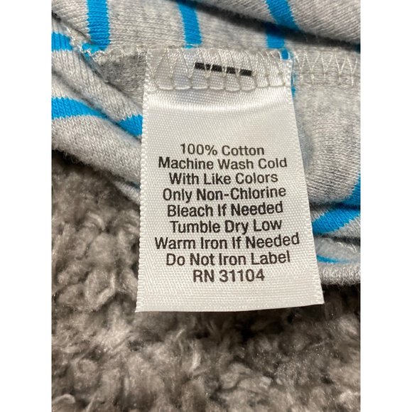 New Directions Women Large Pull Over Top Long Sleeve Gray Teal Blue Stripes Soft - Picture 5 of 8